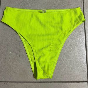 Neon Yellow high waisted bikini bottoms size L